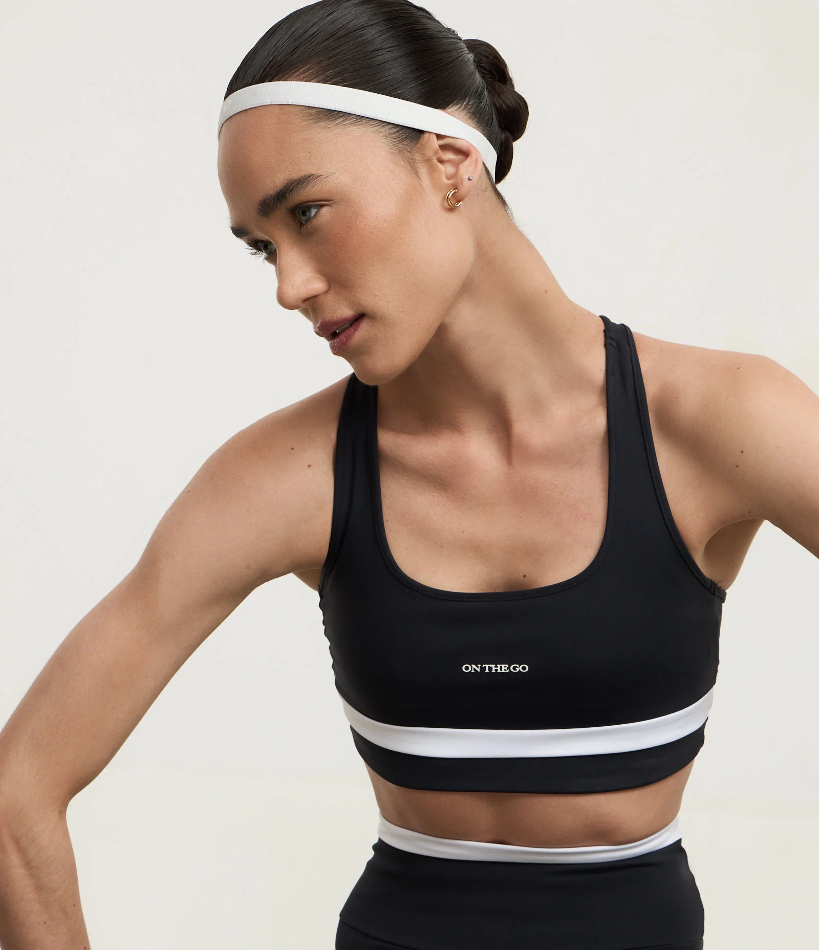 Top Nadador Esportivo em Microfibra com Barra Contrastante e Lettering Preto 1