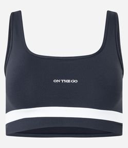 Top Nadador Esportivo em Microfibra com Barra Contrastante e Lettering