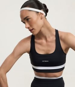 Top Nadador Esportivo em Microfibra com Barra Contrastante e Lettering