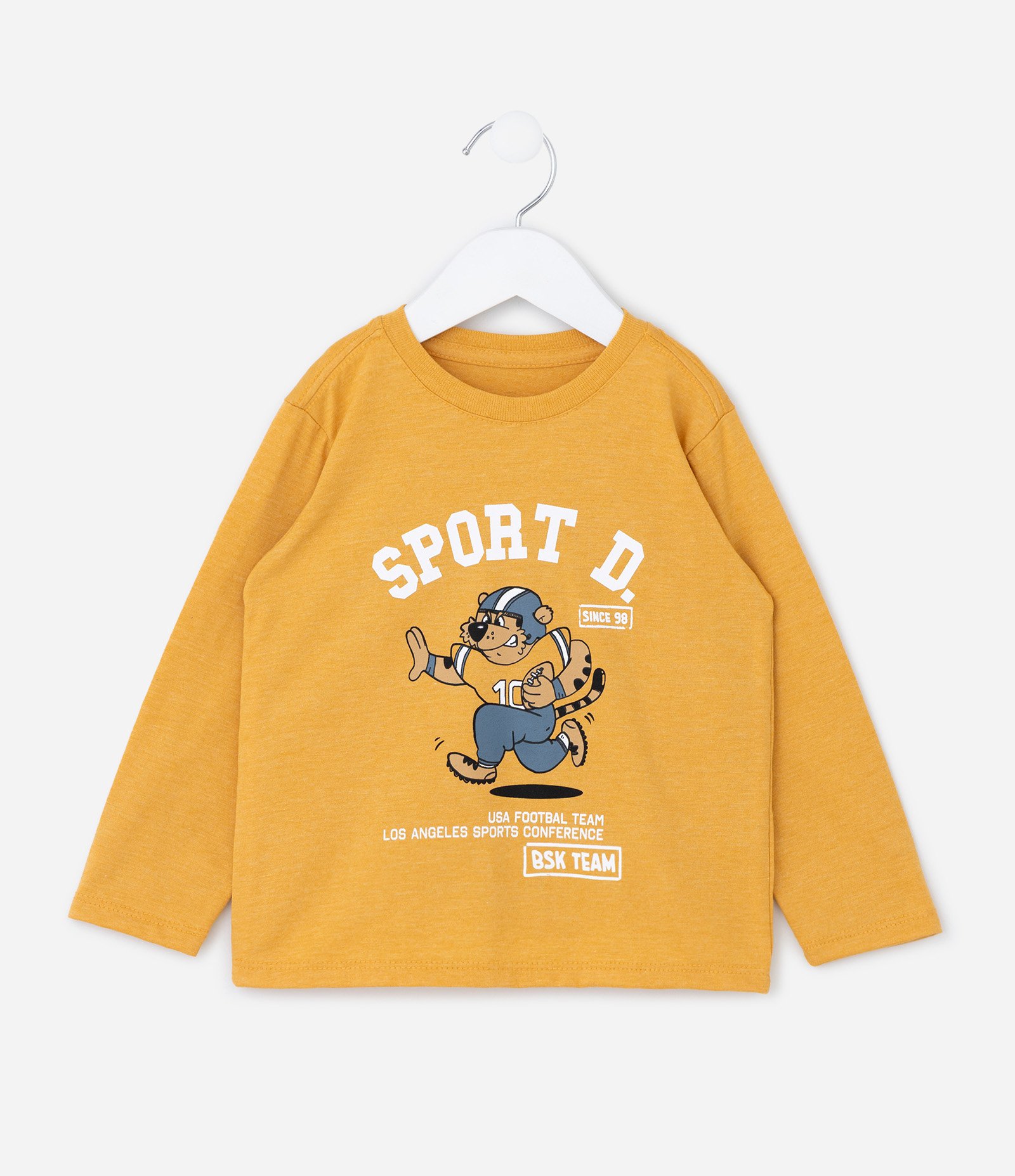 Camiseta Infantil com Estampa de Tigre Futebol Americano - Tam 1 a 6 Anos Amarelo 1