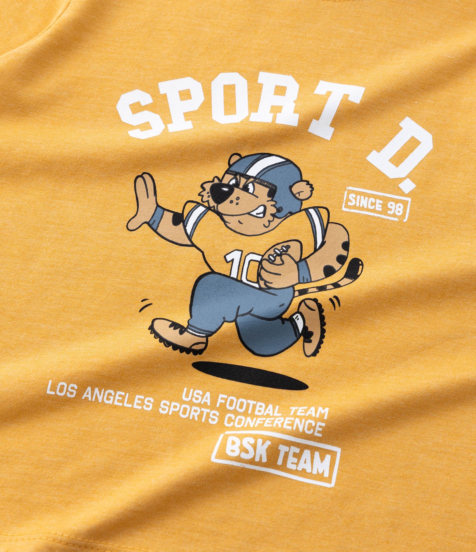 Camiseta Infantil com Estampa de Tigre Futebol Americano - Tam 1 a 6 Anos Amarelo 4