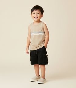 Regata Infantil com Estampa de Listras e Ondas - Tam 1 a 6 Anos