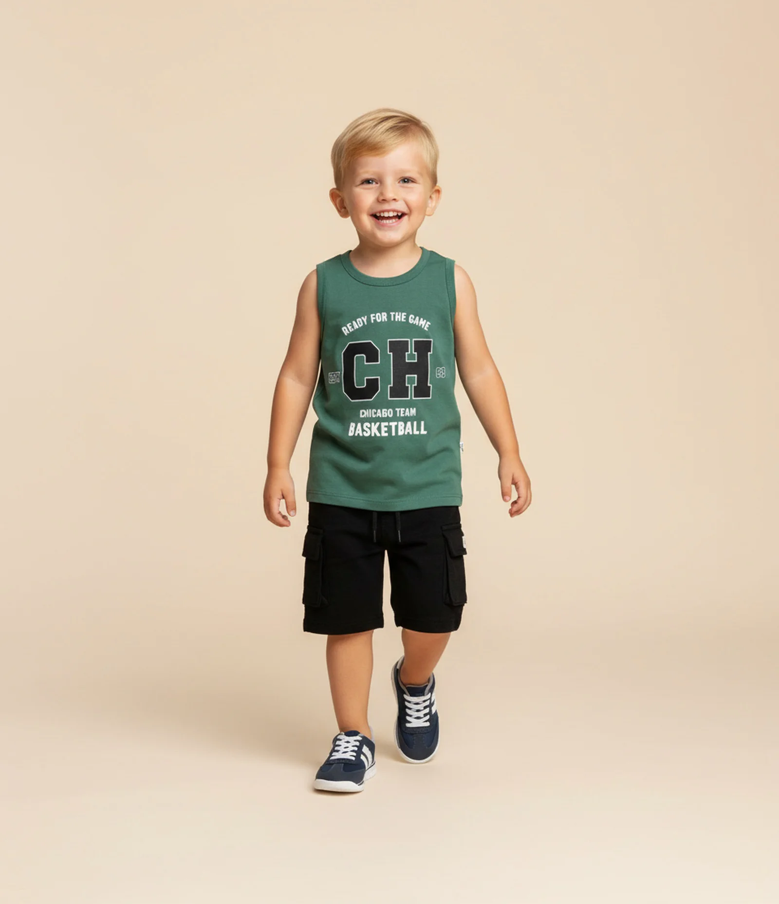 Regata  Infantil com Estampa de Baseball - Tam 1 a 6 Anos Verde 1