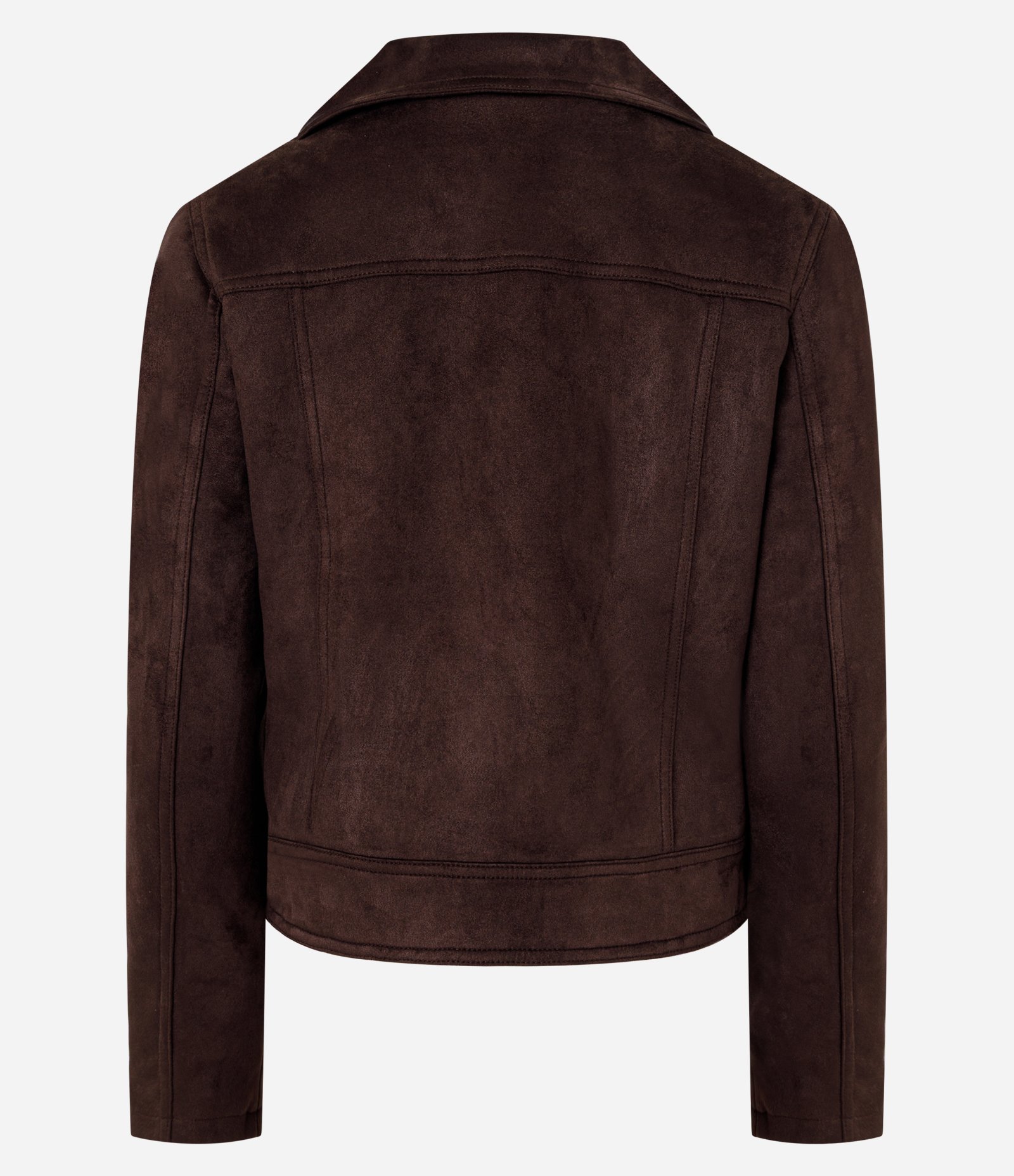 Jaqueta Biker em Suede com Bolsos e Zíper Marrom 6