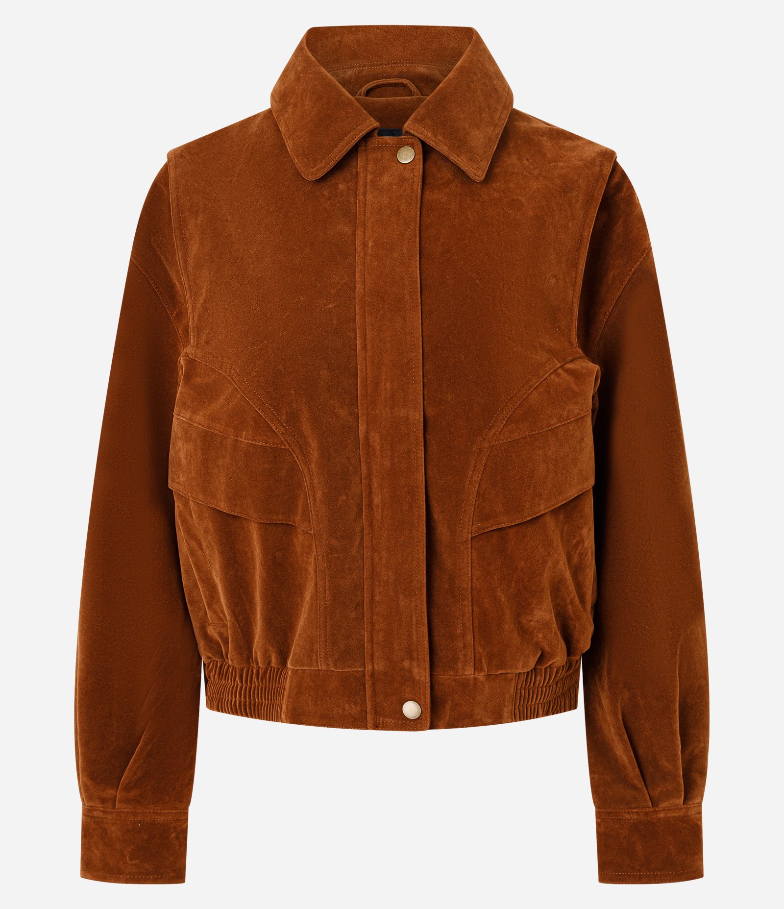 Jaqueta Bomber em Suede de PU com Gola Polo Marrom 1