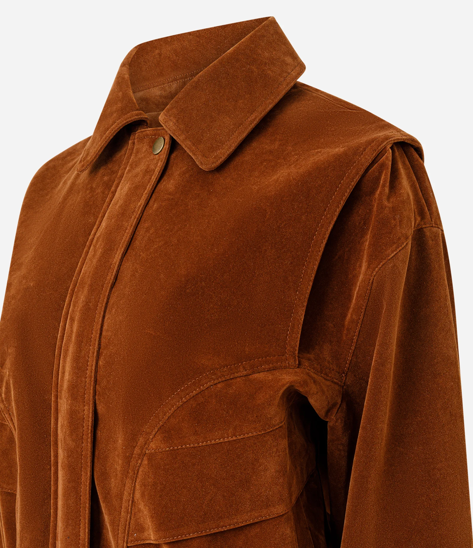 Jaqueta Bomber em Suede de PU com Gola Polo Marrom 2