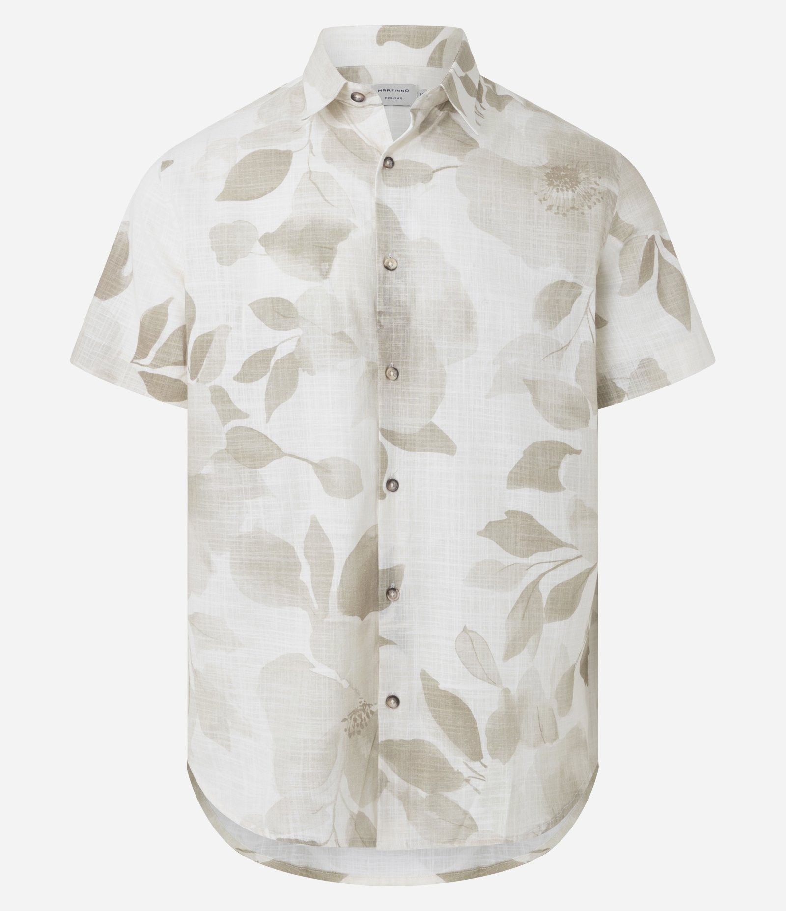 Camisa Comfort em Algodão com Estampa Floral Folhagem Branco 5