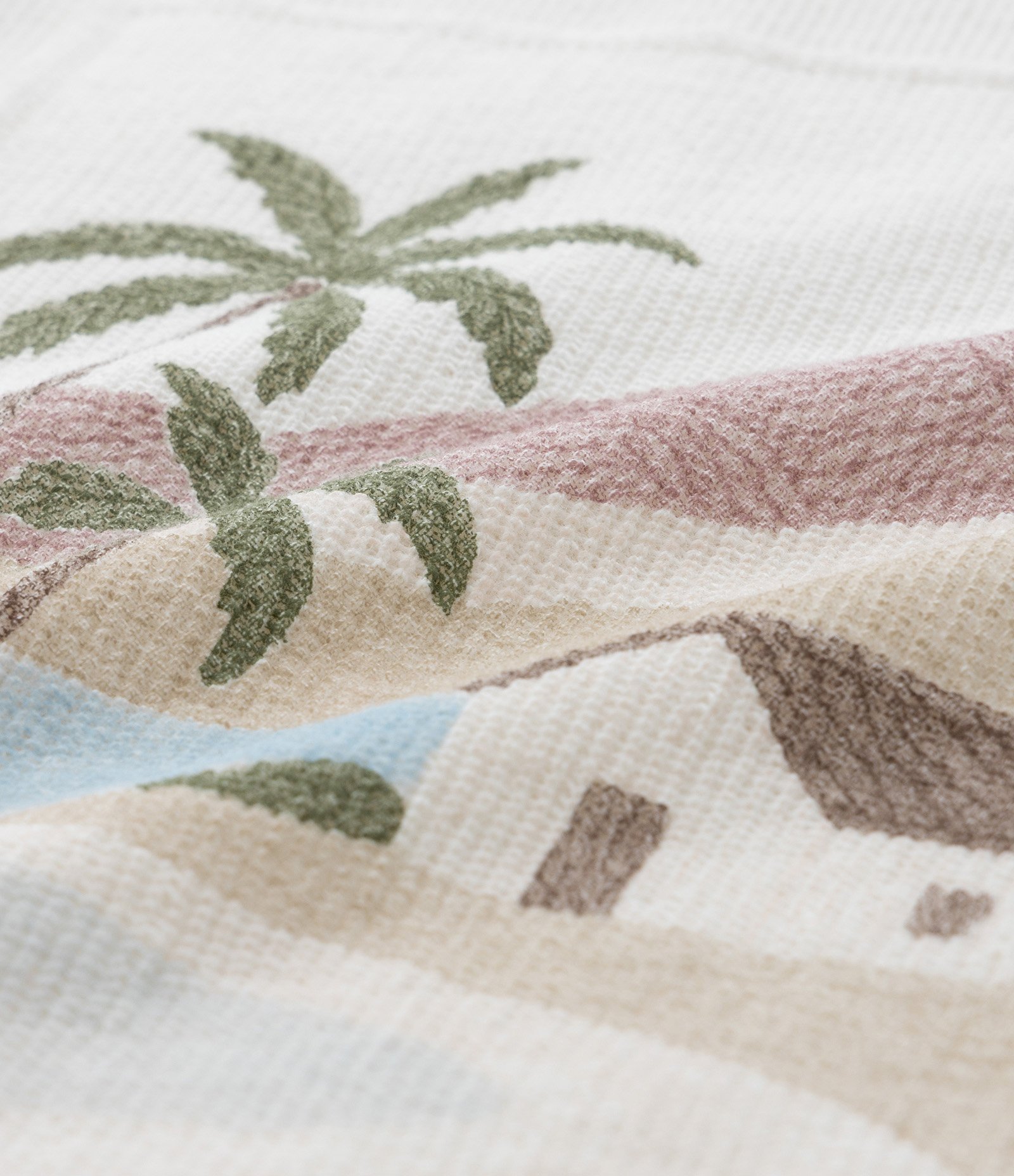 Camisa Boxy em Tricoline com Estampa Praia Tropical Branco 10