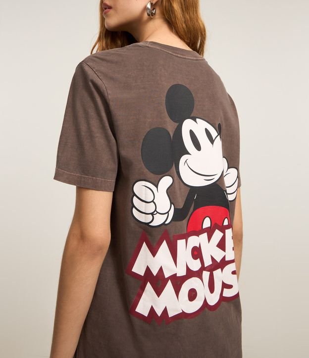 Camiseta em Algodão Estonado com Estampa Frente e Costas Mickey