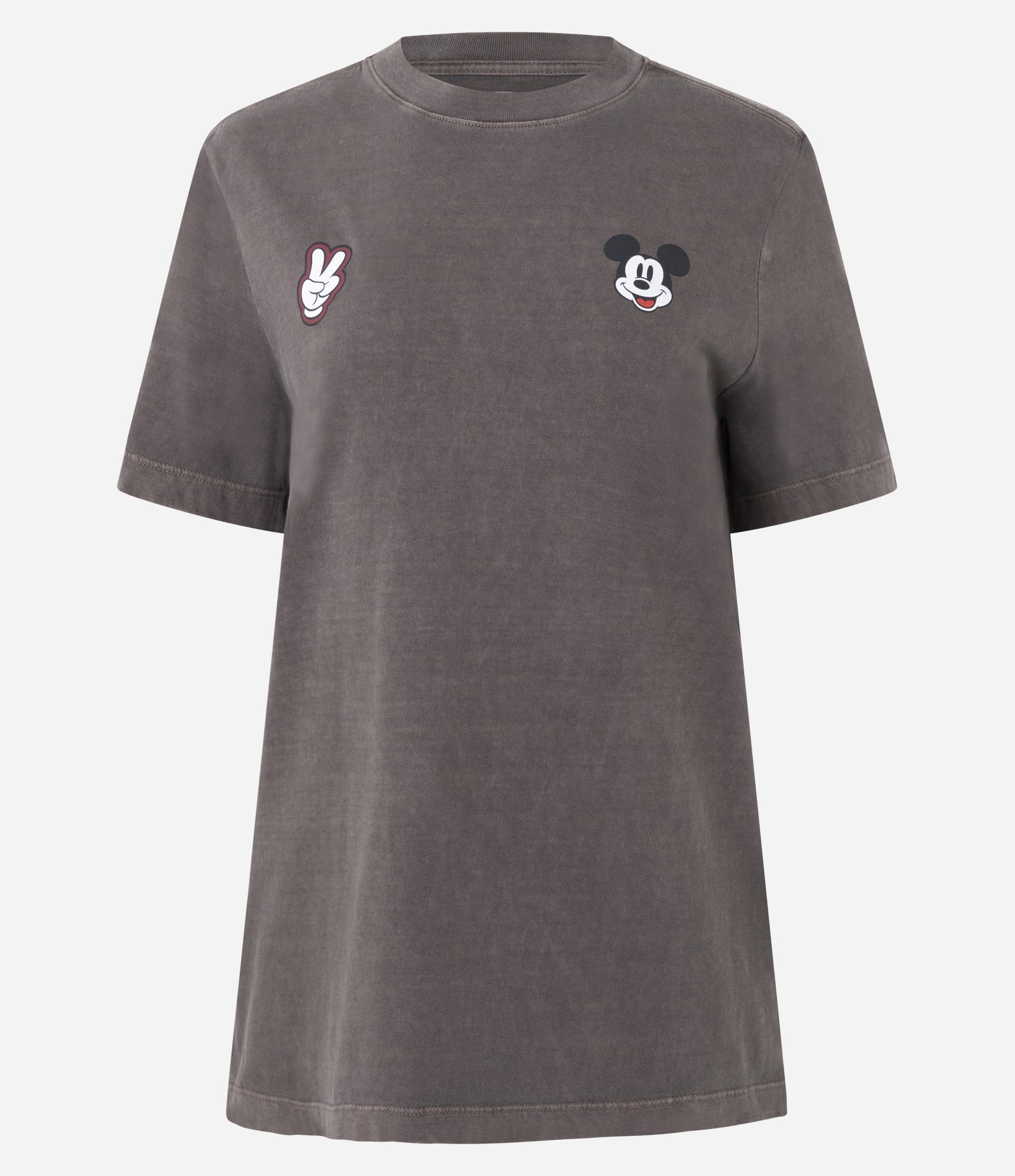 Camiseta em Algodão Estonado com Estampa Frente e Costas Mickey Marrom 7