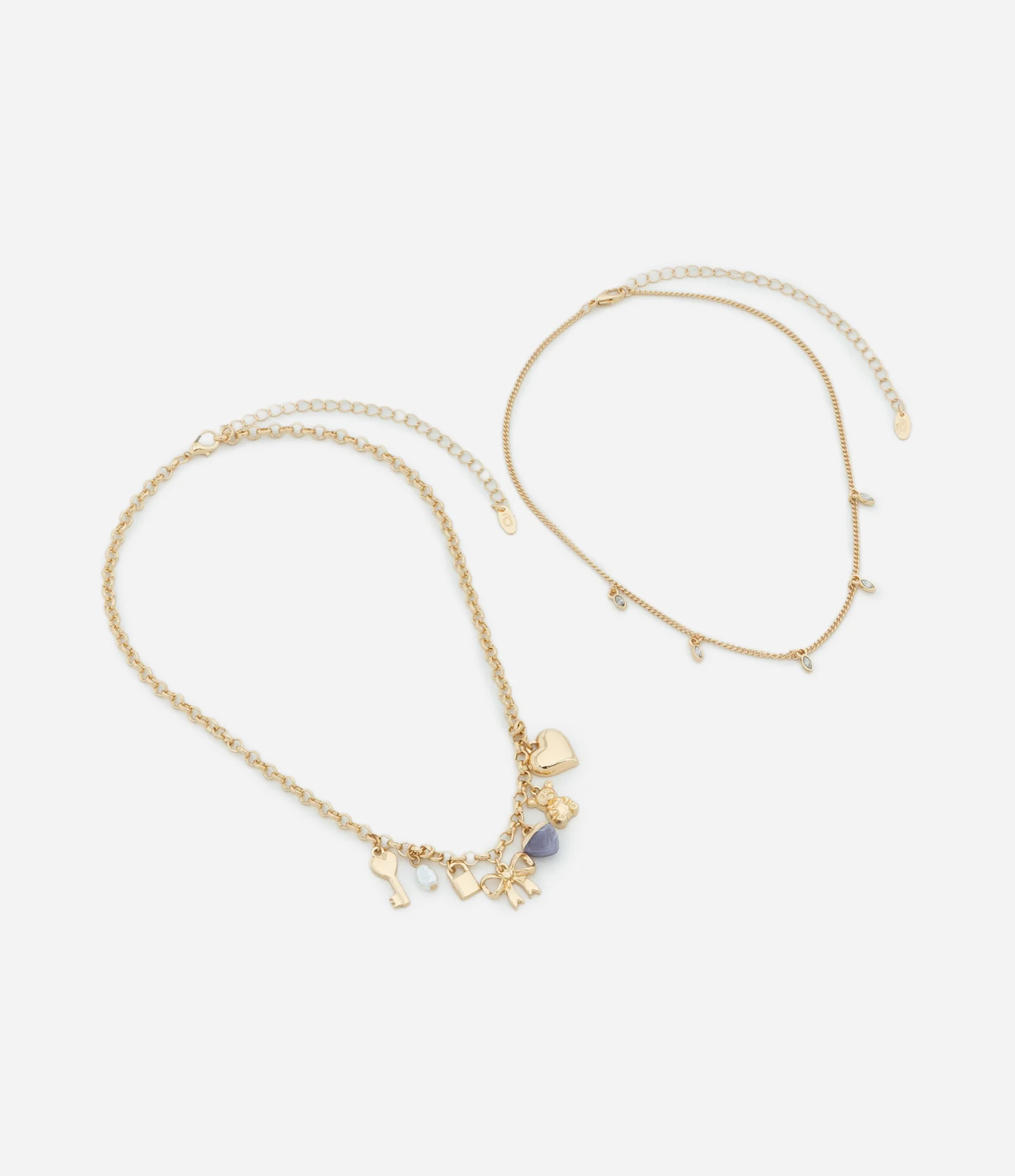 Colar Camadas em Metal com Pingentes Diversos Dourado 2