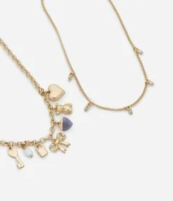 Colar Camadas em Metal com Pingentes Diversos