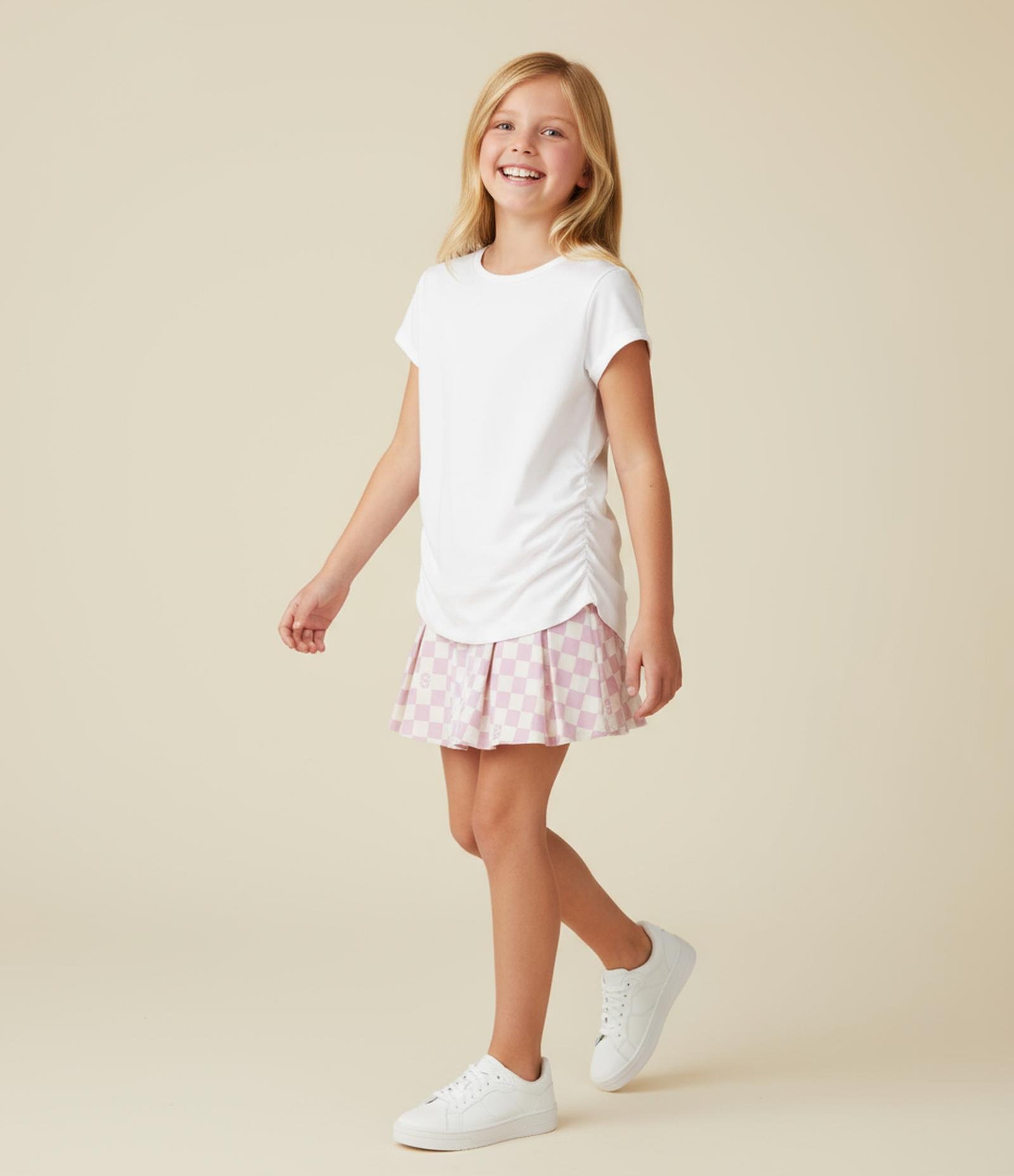 Blusa Infantil em Algodão com Drapeado Lateral - Tam 5 a 14 anos Branco 1