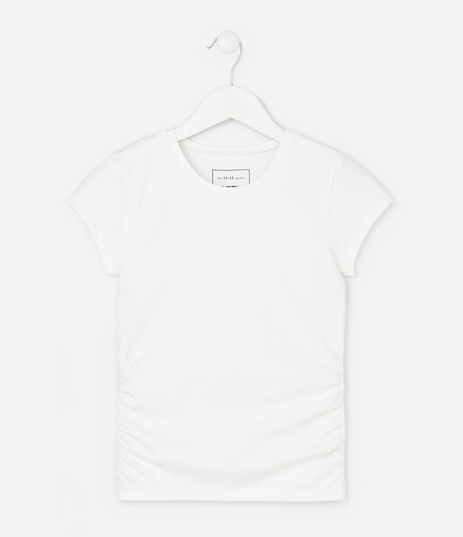 Blusa Infantil em Algodão com Drapeado Lateral - Tam 5 a 14 anos Branco 2