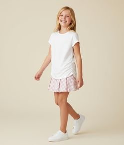 Blusa Infantil em Algodão com Drapeado Lateral - Tam 5 a 14 anos