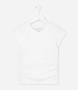 Blusa Infantil em Algodão com Drapeado Lateral - Tam 5 a 14 anos