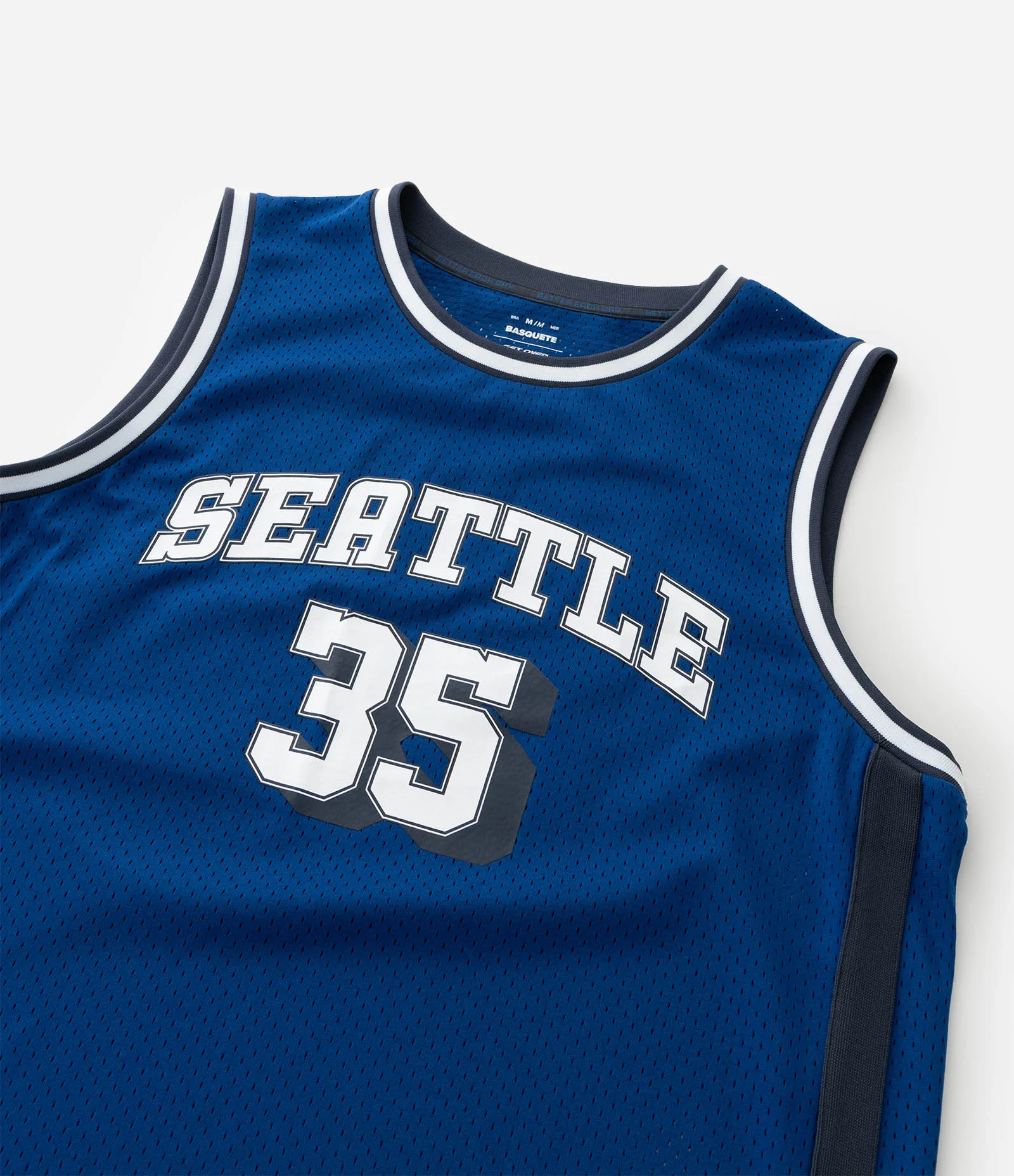 Regata Esportiva de Basquete com Tecnologia Dry e Estampa Lettering Seattle Azul 5