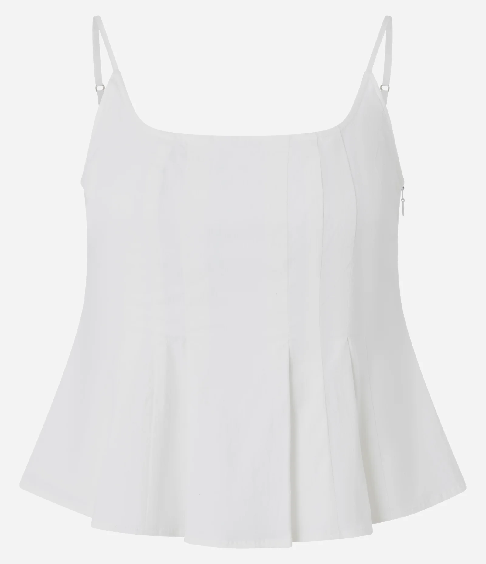 Blusa Bengaline com Alça Fina e Nesgas Frontais Branco 1