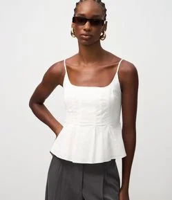 Blusa Bengaline com Alça Fina e Nesgas Frontais