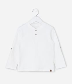 Camiseta Infantil Texturizada com Botão na Manga - Tam 1 a 6 Anos