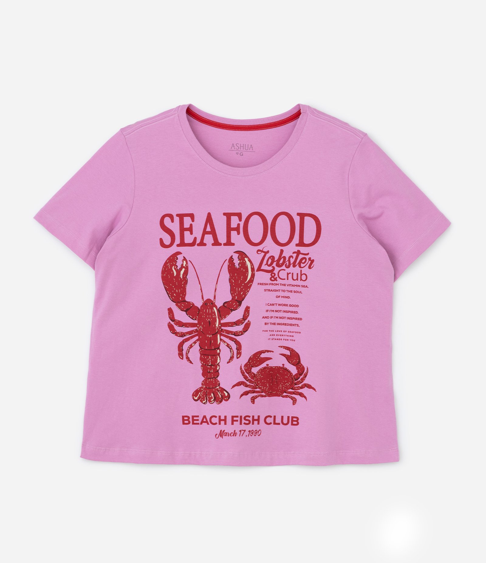 Camiseta em Algodão com Estampa de Lagosta Curve & Plus Size Rosa 5
