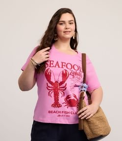 Camiseta em Algodão com Estampa de Lagosta Curve & Plus Size