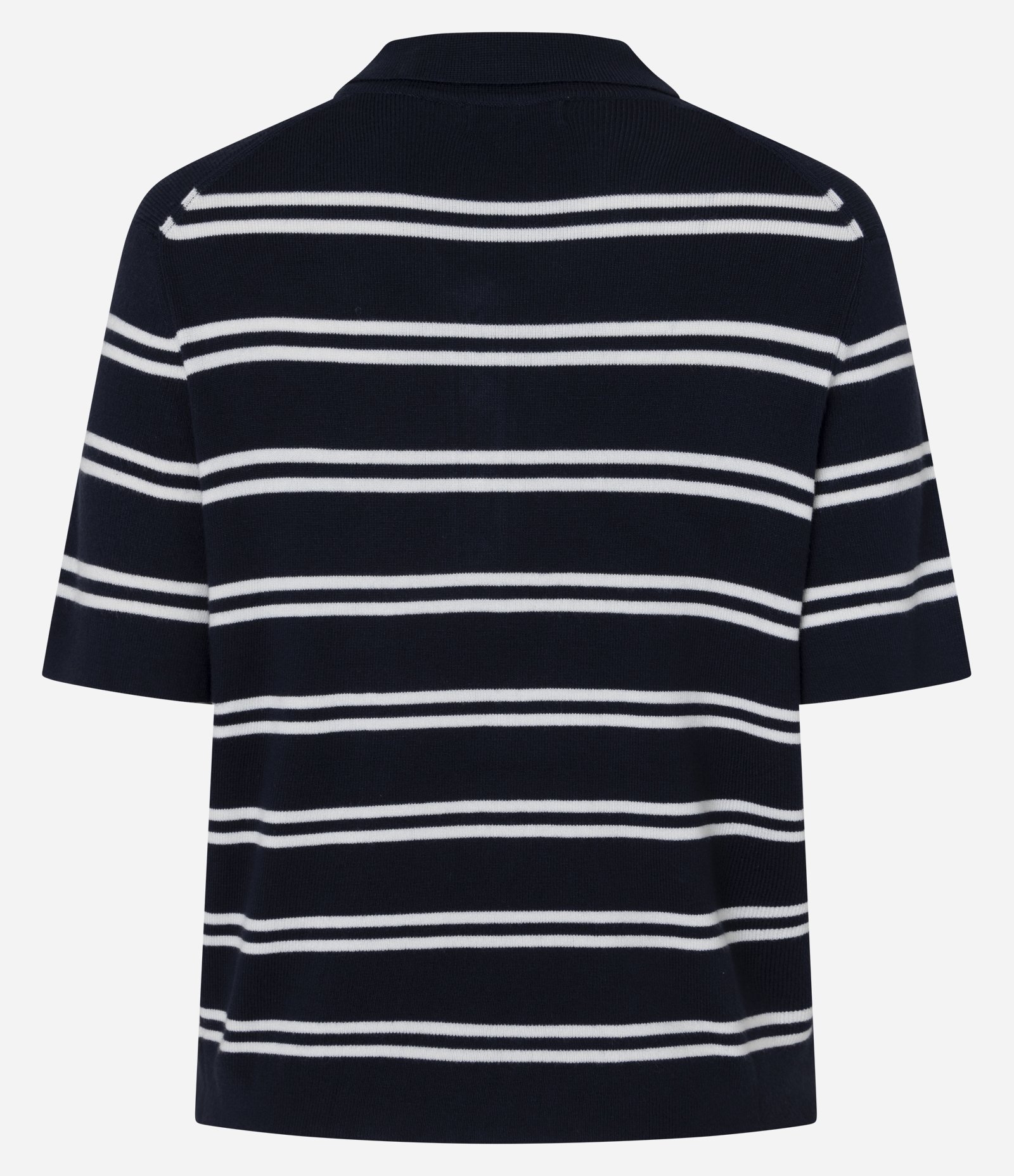 Blusa em Tricô com Gola Polo e Estampa Listrada Azul 8