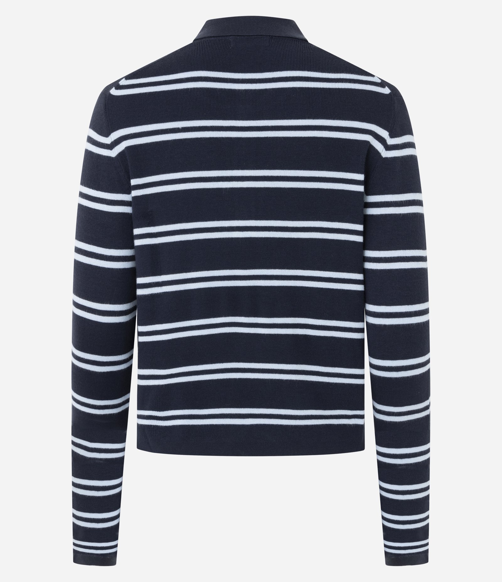 Blusa em Tricô com Estampa Listrada e Gola Polo Azul 7