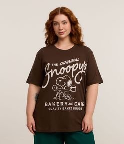 Camiseta Alongada em Algodão com Estampa Snoopy Curve & Plus Size