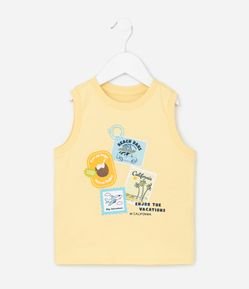 Regata Infantil com Estampa de Selos Tropicais - Tam 1 a 6 Anos