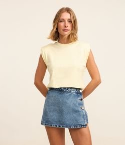 Blusa Muscle Tee em Algodão Sem Manga com Elástico na Barra