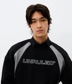 Casaco Masculino Moletom Unruled com Painéis Contrastantes