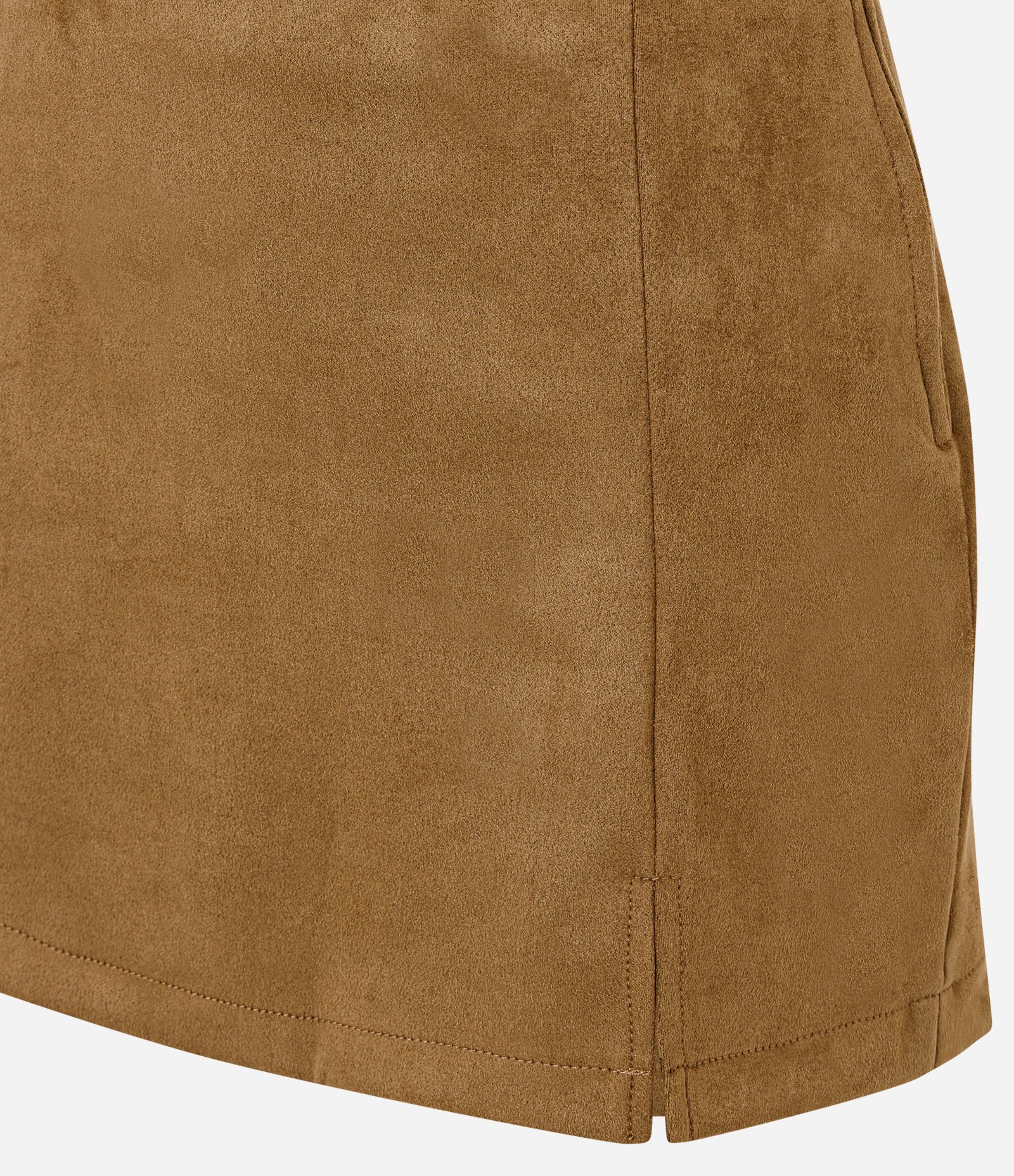 Short Saia Curto em Suede com Fendinha Caramelo 5
