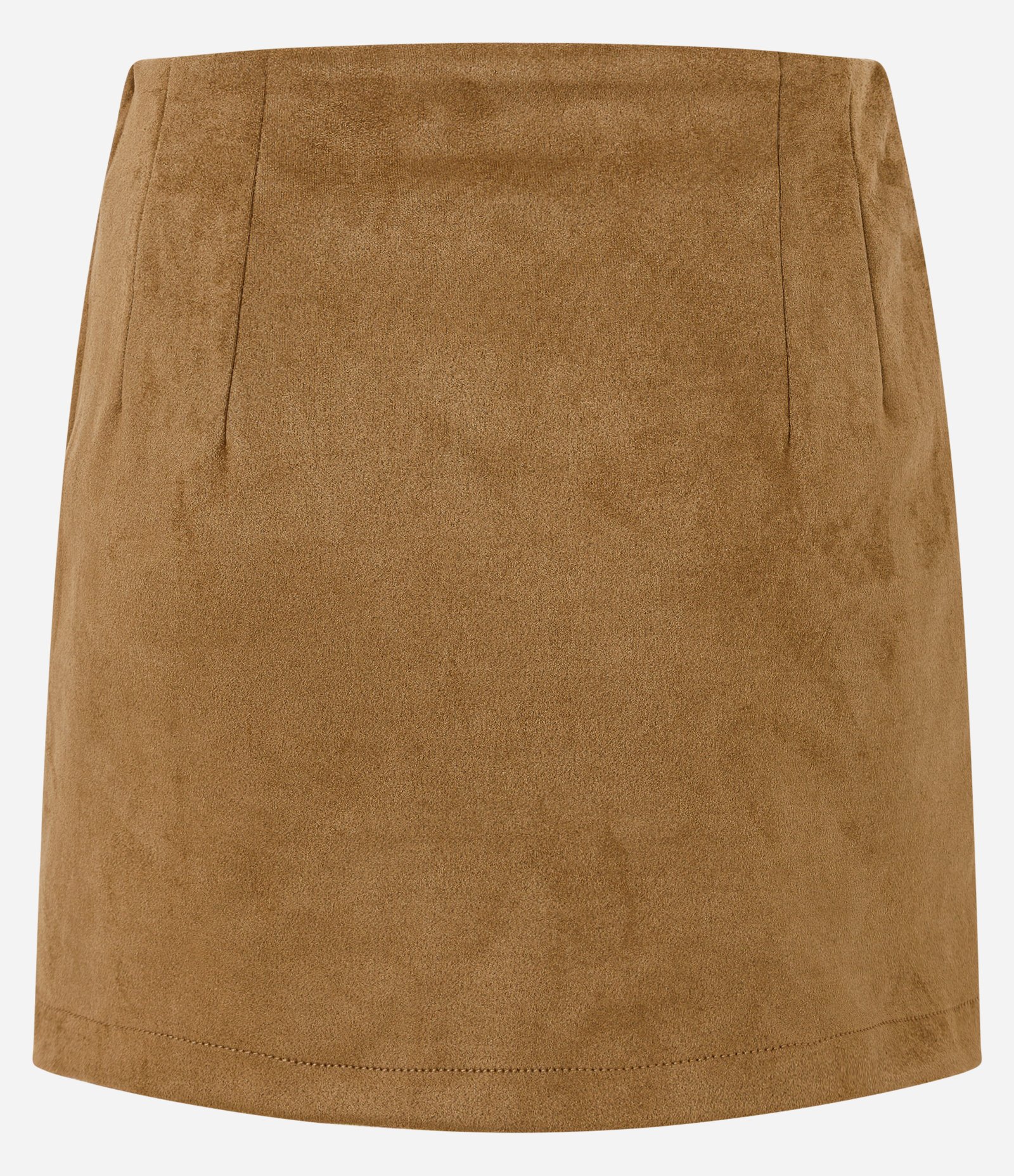 Short Saia Curto em Suede com Fendinha Caramelo 6