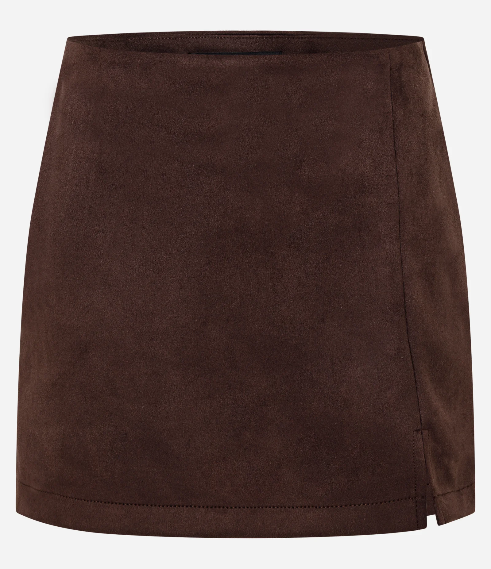 Short Saia Curto em Suede com Fendinha Marrom 3
