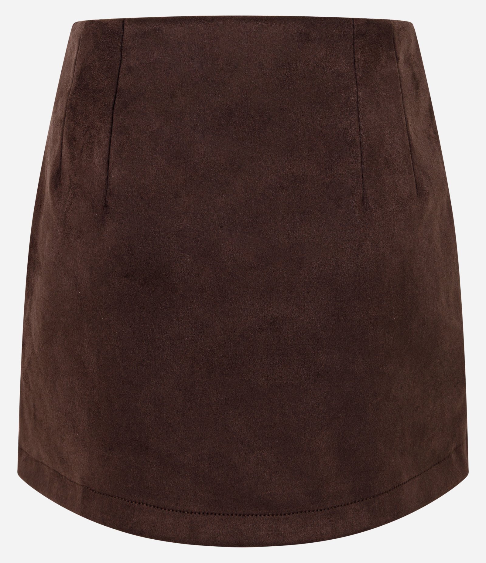 Short Saia Curto em Suede com Fendinha Marrom