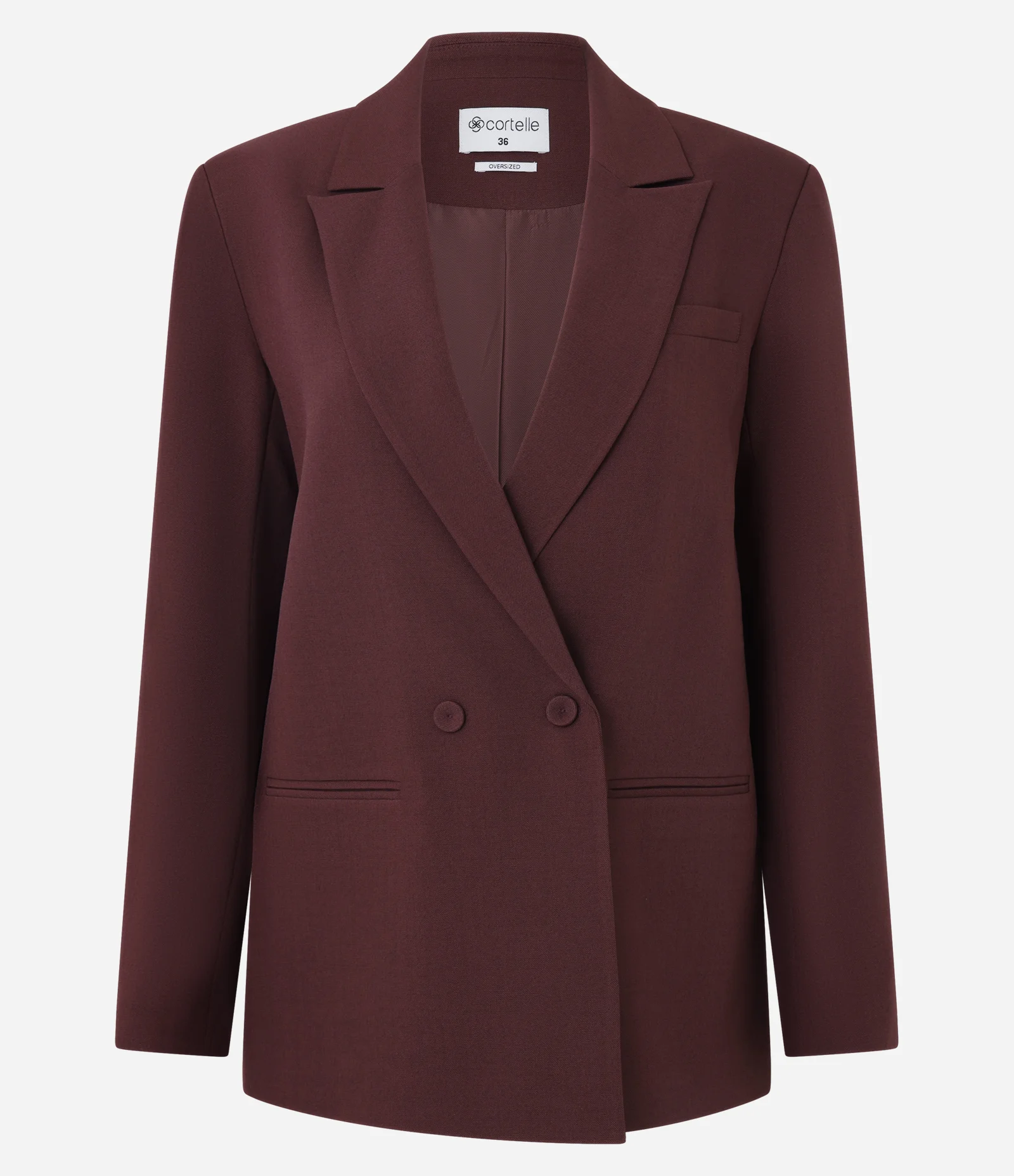 Blazer Oversized Alfaiatado com Fechamento Transpassado Bordô 8