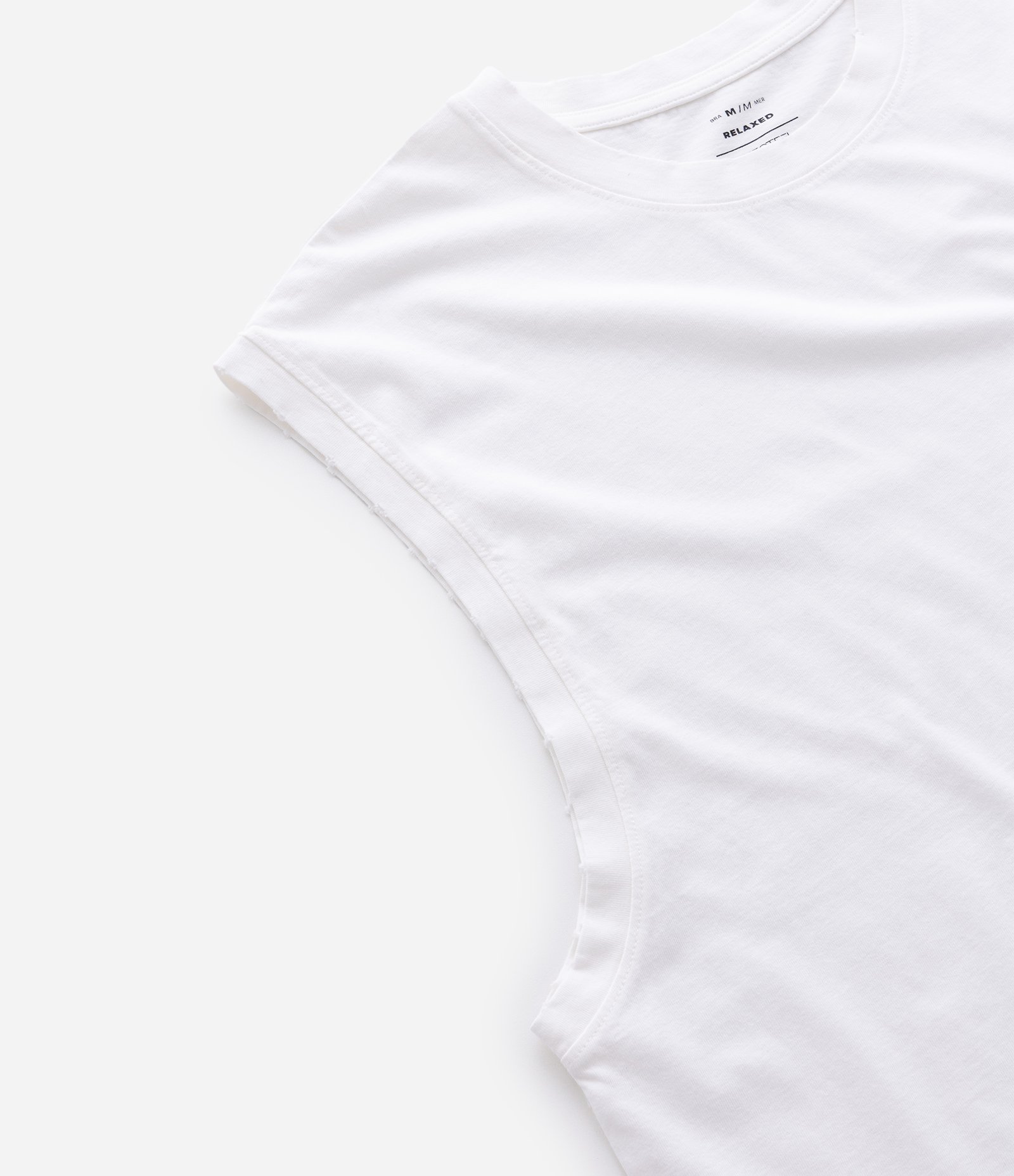 Regata em Algodão com Cava e Gola com Puídos Branco 4