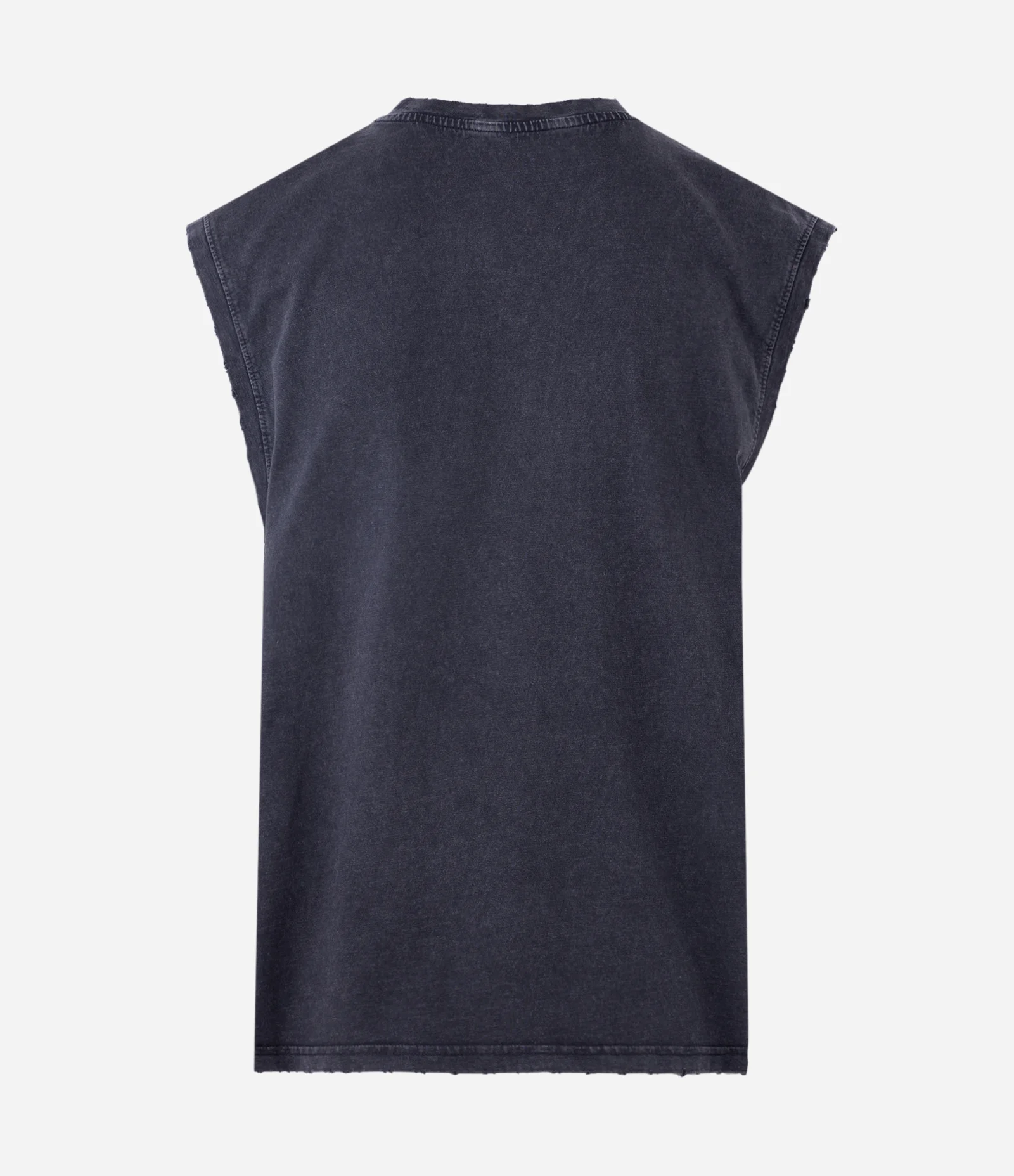 Regata em Algodão com Cava e Gola com Puídos Preto 6