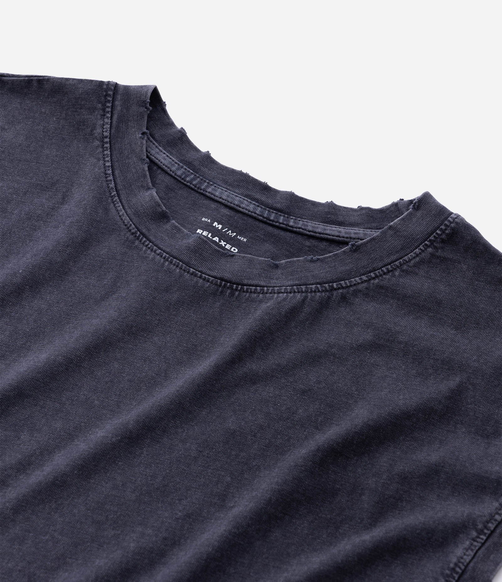 Regata em Algodão com Cava e Gola com Puídos Preto 9