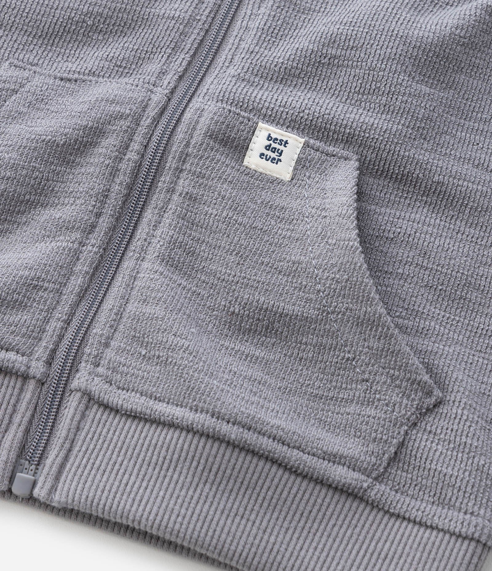 Conjunto Infantil Casaco e Calça Jogger Texturizada – Tam 0 a 18 Meses Cinza 9