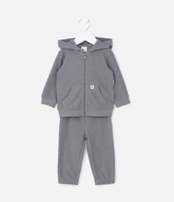 Conjunto Infantil Casaco e Calça Jogger Texturizada – Tam 0 a 18 Meses