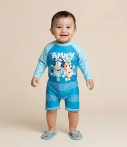 Macacão UV Infantil Manga Longa com Estampa Bluey – Tam 6 meses a 4 anos