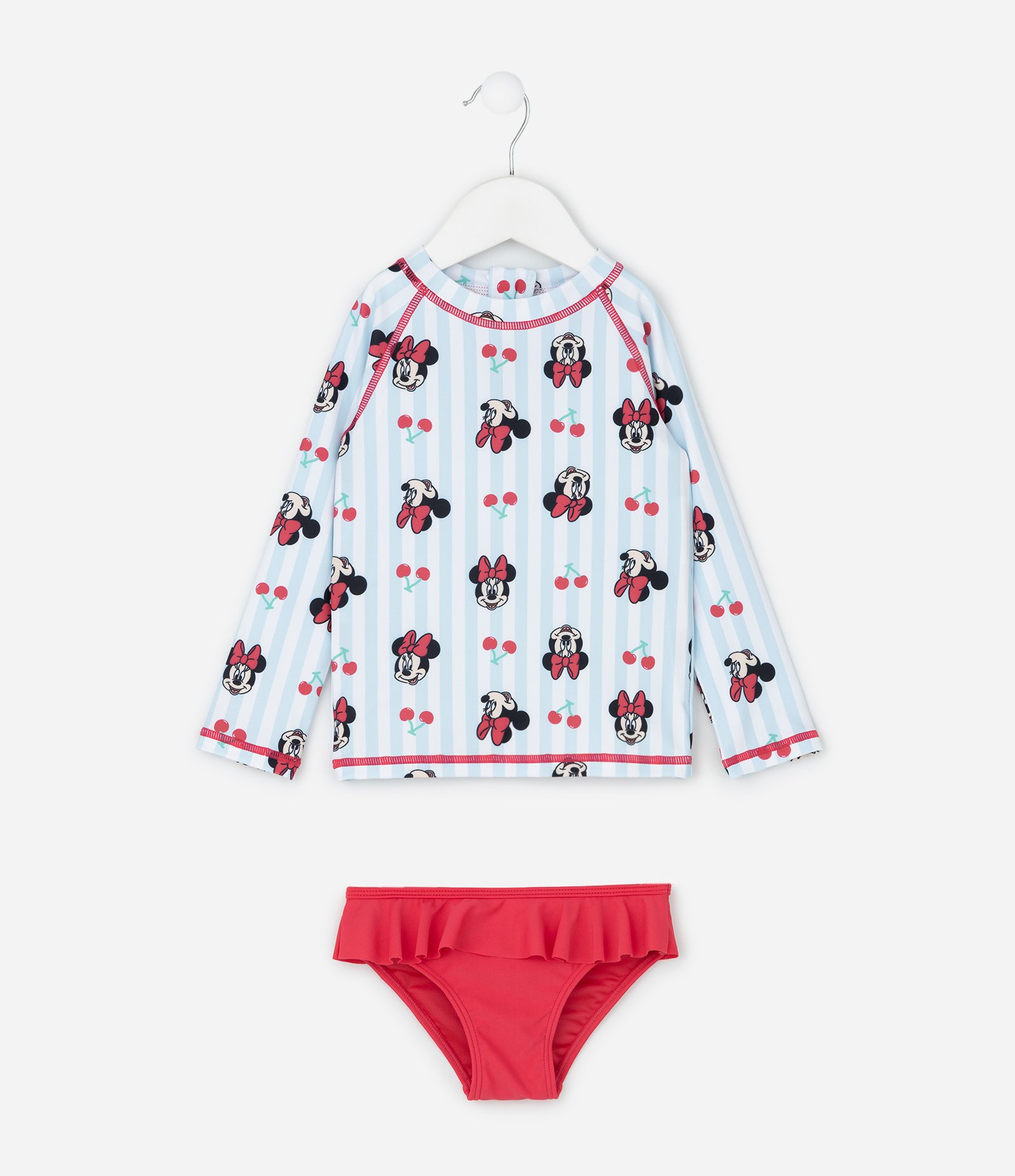 Conjunto Praia Infantil Minnie com Blusa UV - Tam 6 Meses aos 4 Anos Azul 1