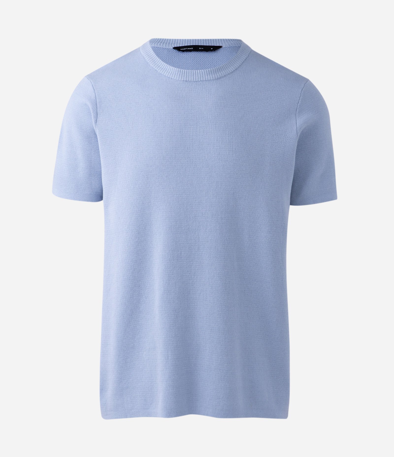 Camiseta Melange com Efeito em Tricô Azul Claro 4