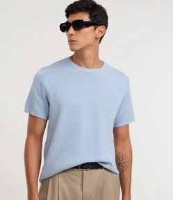 Camiseta Melange com Efeito em Tricô
