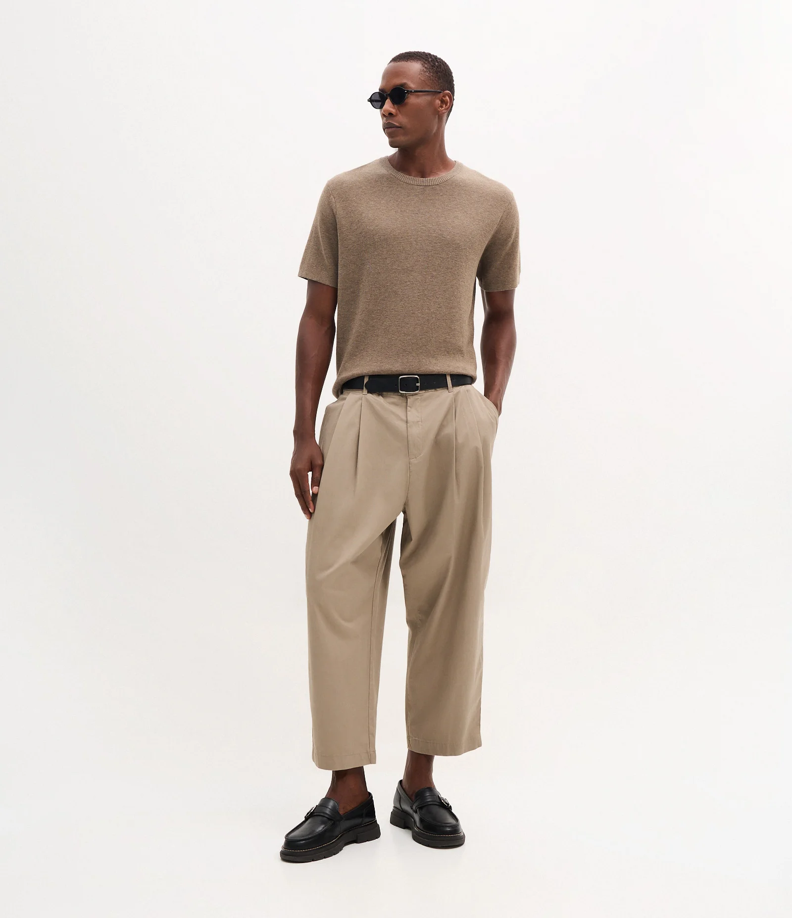 Camiseta Melange com Efeito em Tricô Marrom 2