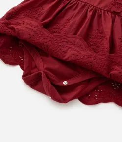 Vestido Body Infantil com Babado Broderie - Tam 0 a 18 meses