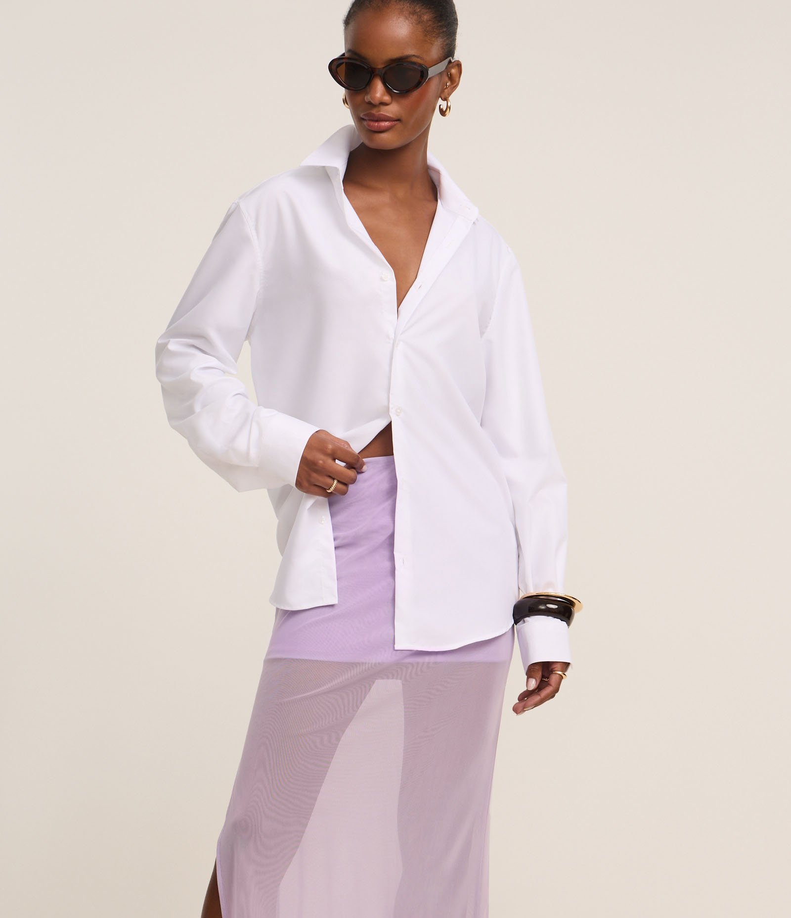 Saia Lápis New Midi em Tule Lilás 2