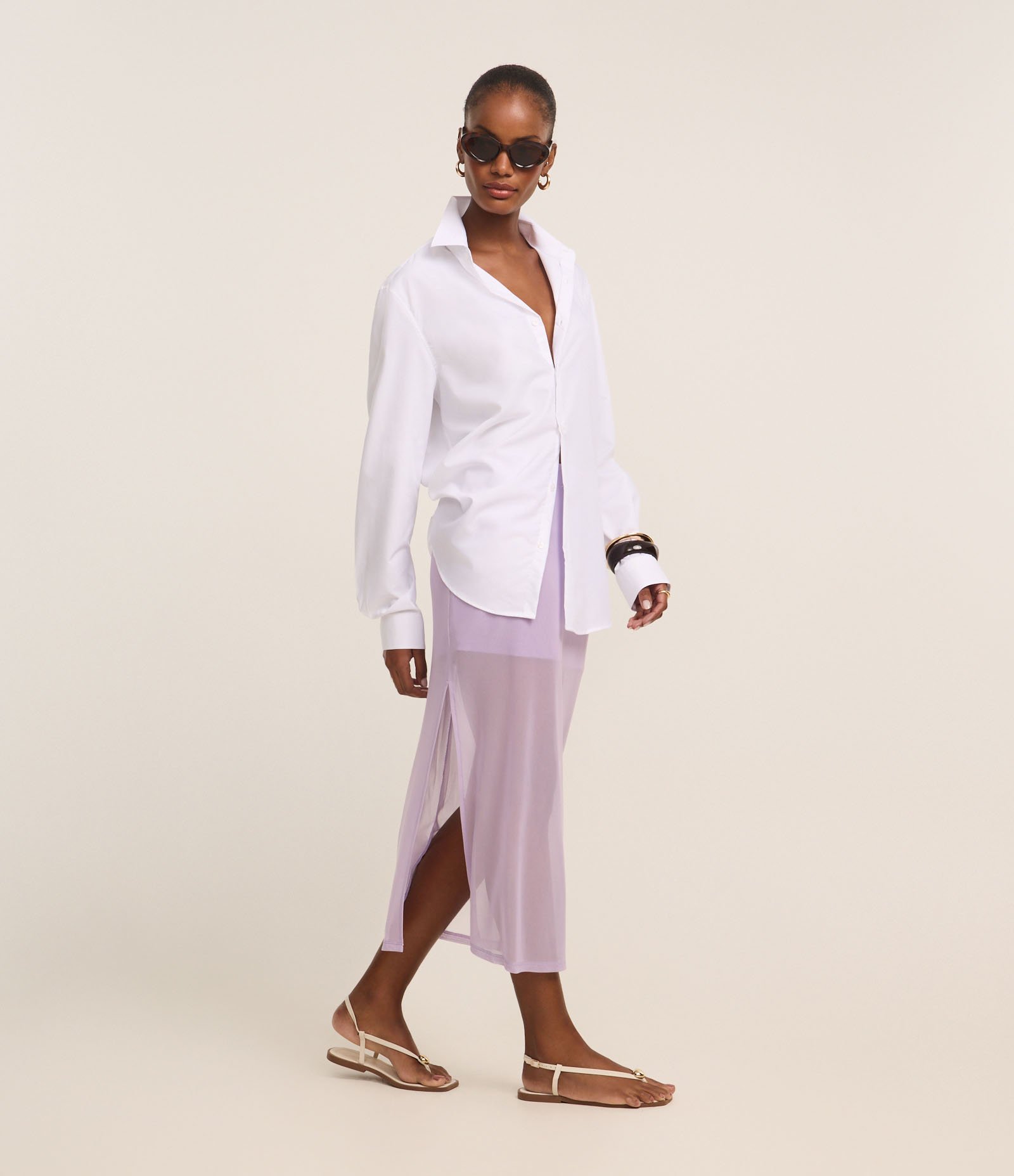 Saia Lápis New Midi em Tule Lilás 5